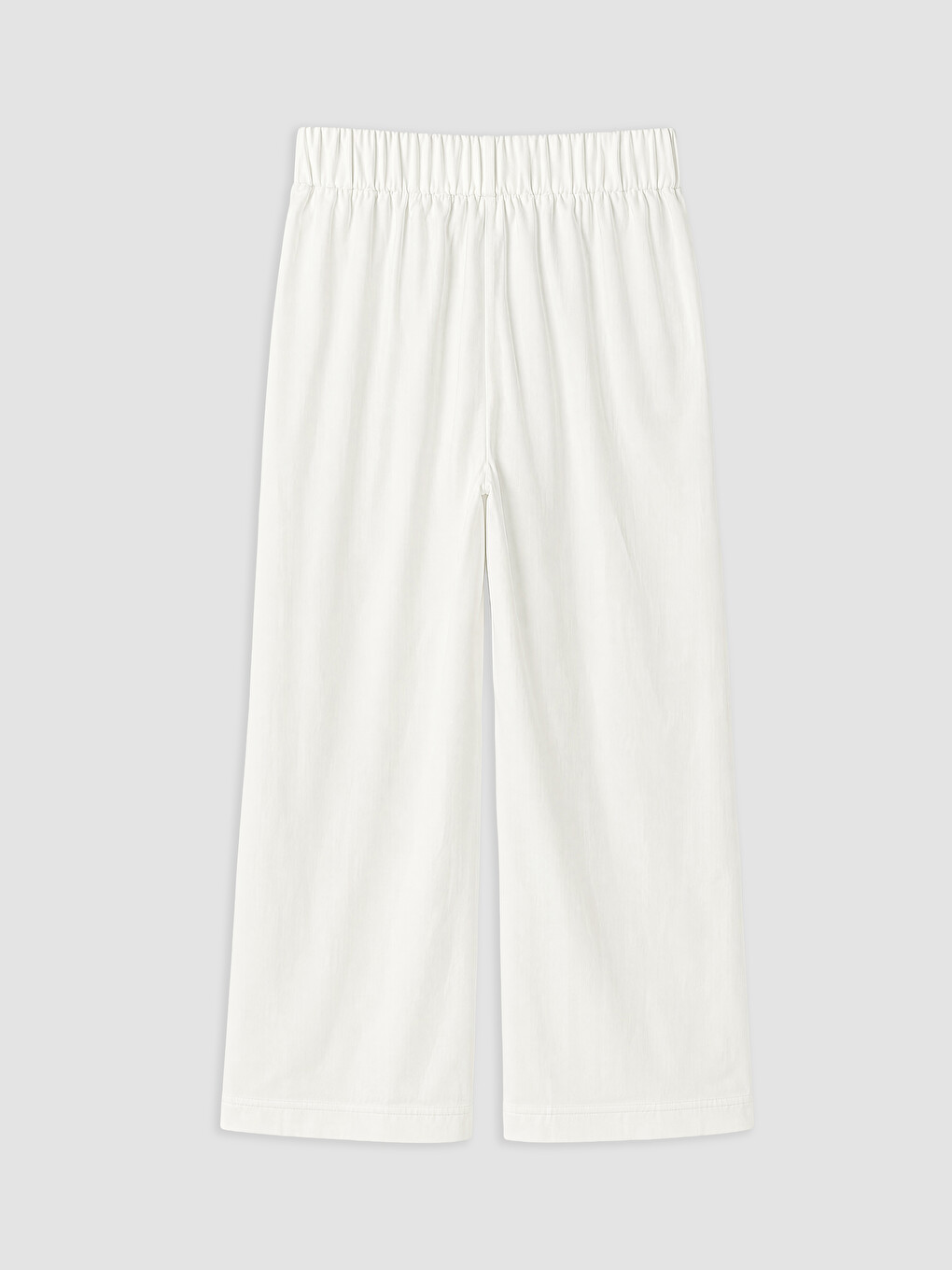 Beyaz Beli Fularlı Geniş Paça Kadın Pantolon-1