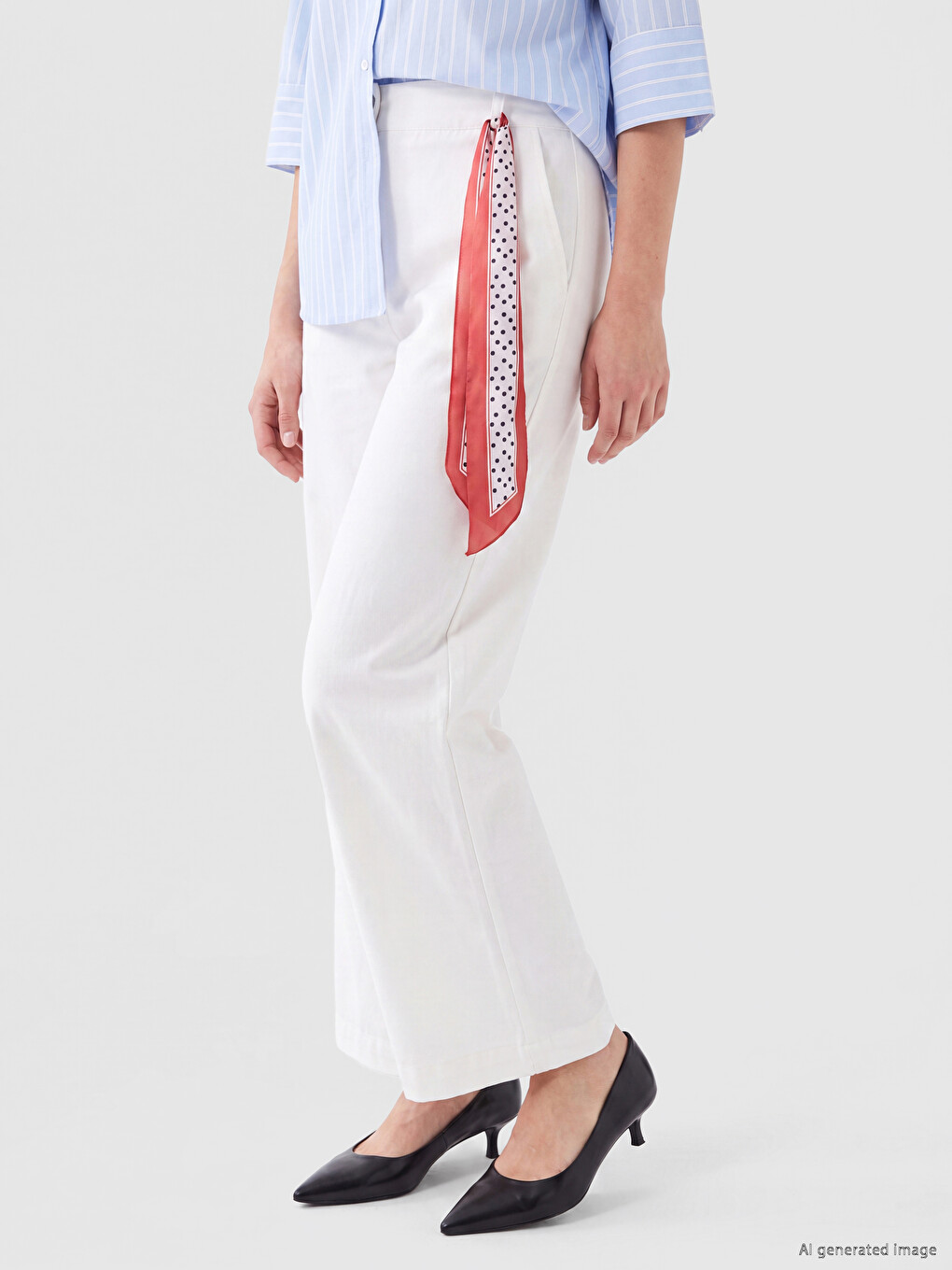 Waist Scarf Wide Leg Women's Trousers-1