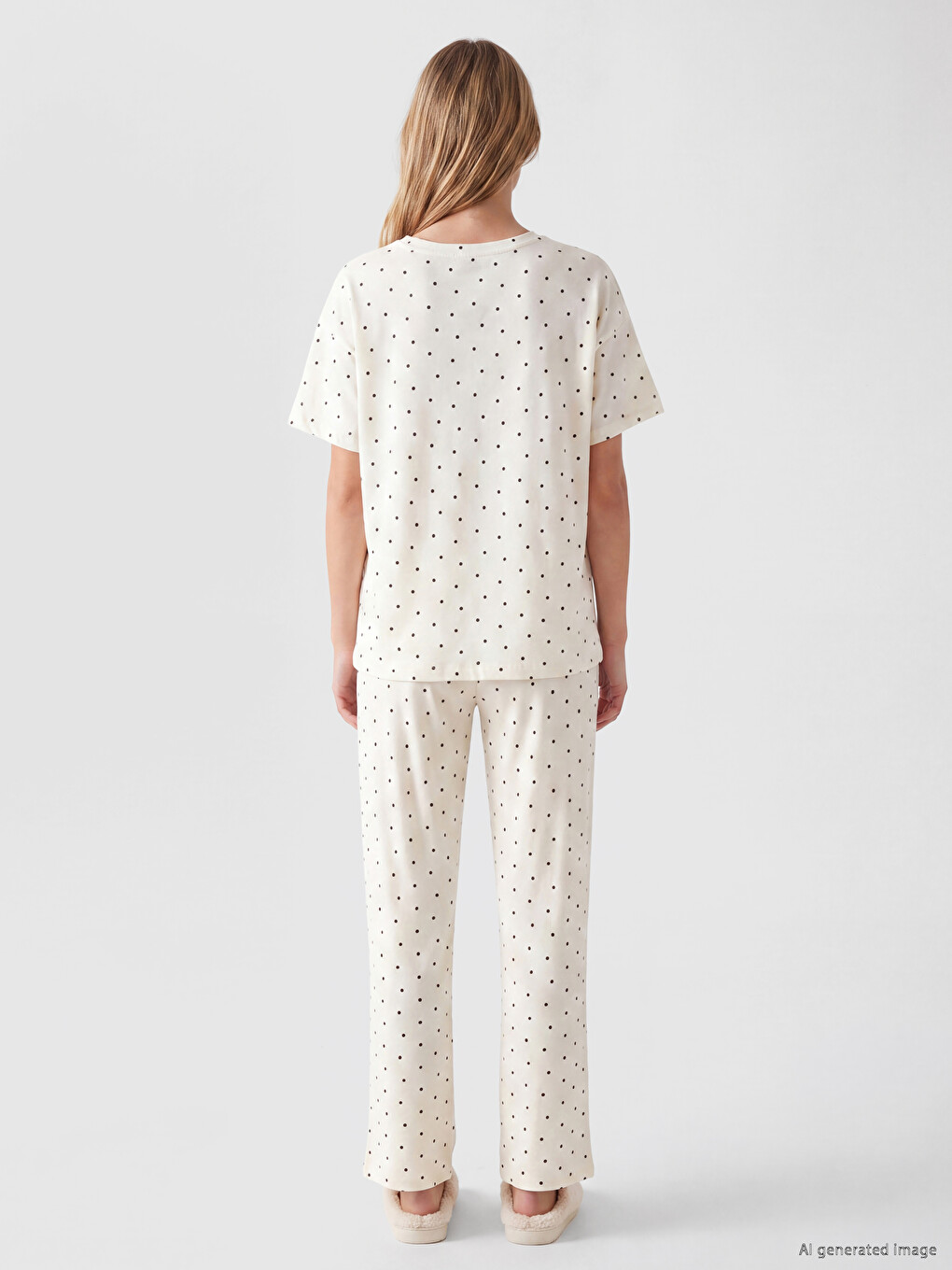 Crew Neck Polka Dot Women's Pyjamas Set-3