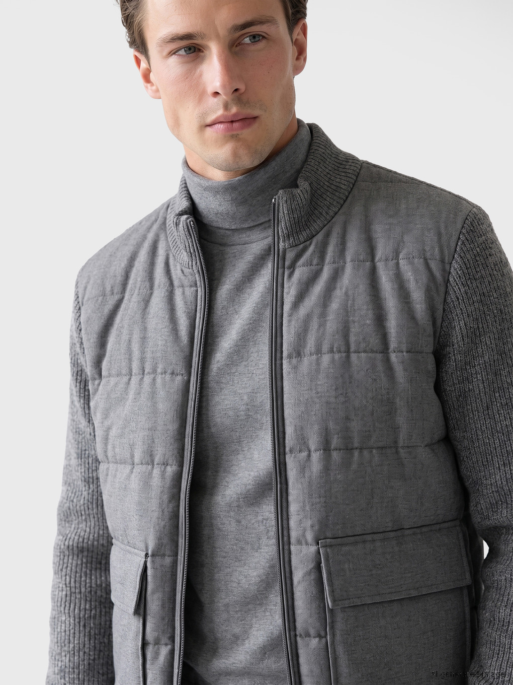 Gri Regular Fit Dik Yaka Triko Hırka-2
