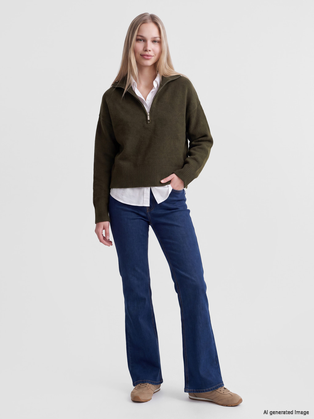 Polo Collar Women's Knitwear Sweater-1