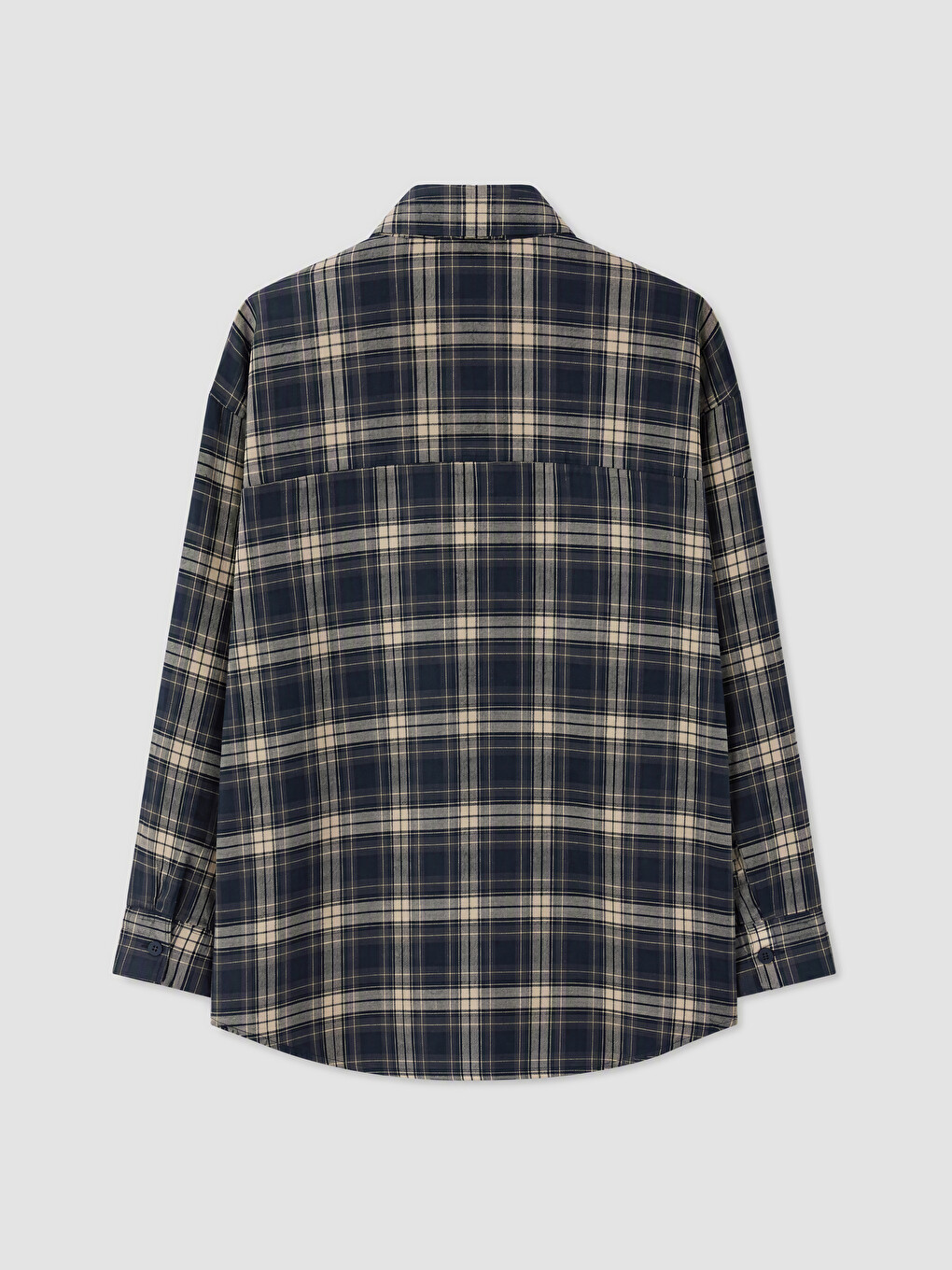 Lacivert Ekose Oversize Kadın Oduncu Gömlek-1
