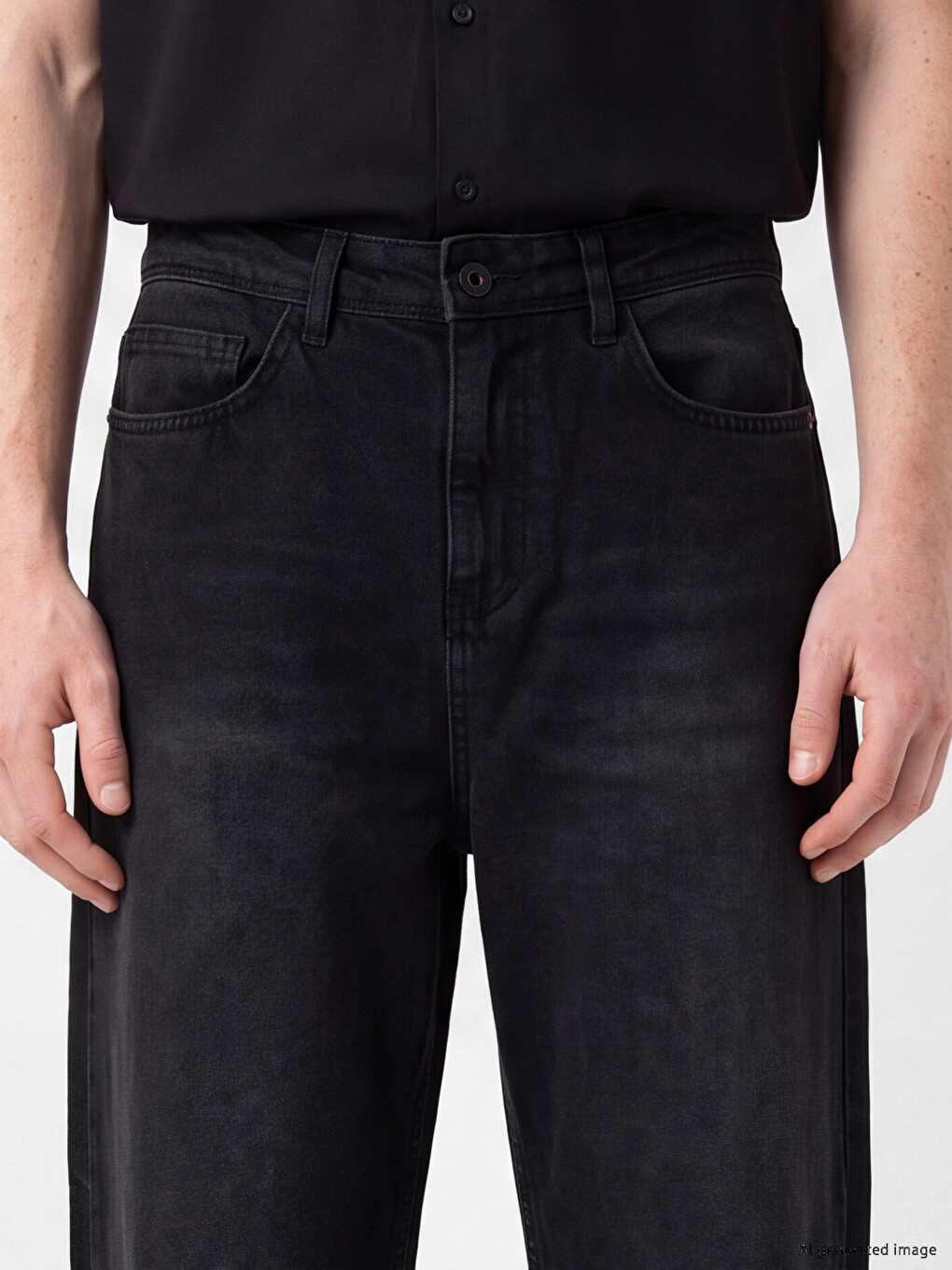 Siyah Süper Baggy Fit Erkek Jean Pantolon-2