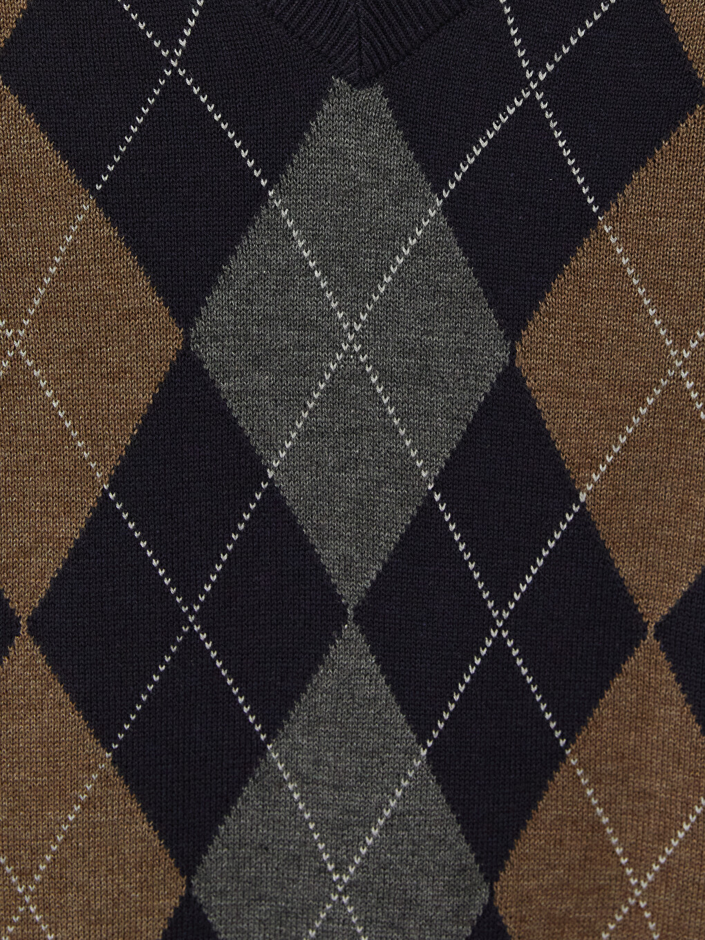 Lacivert V Yaka Desenli Erkek Triko Süveter-2
