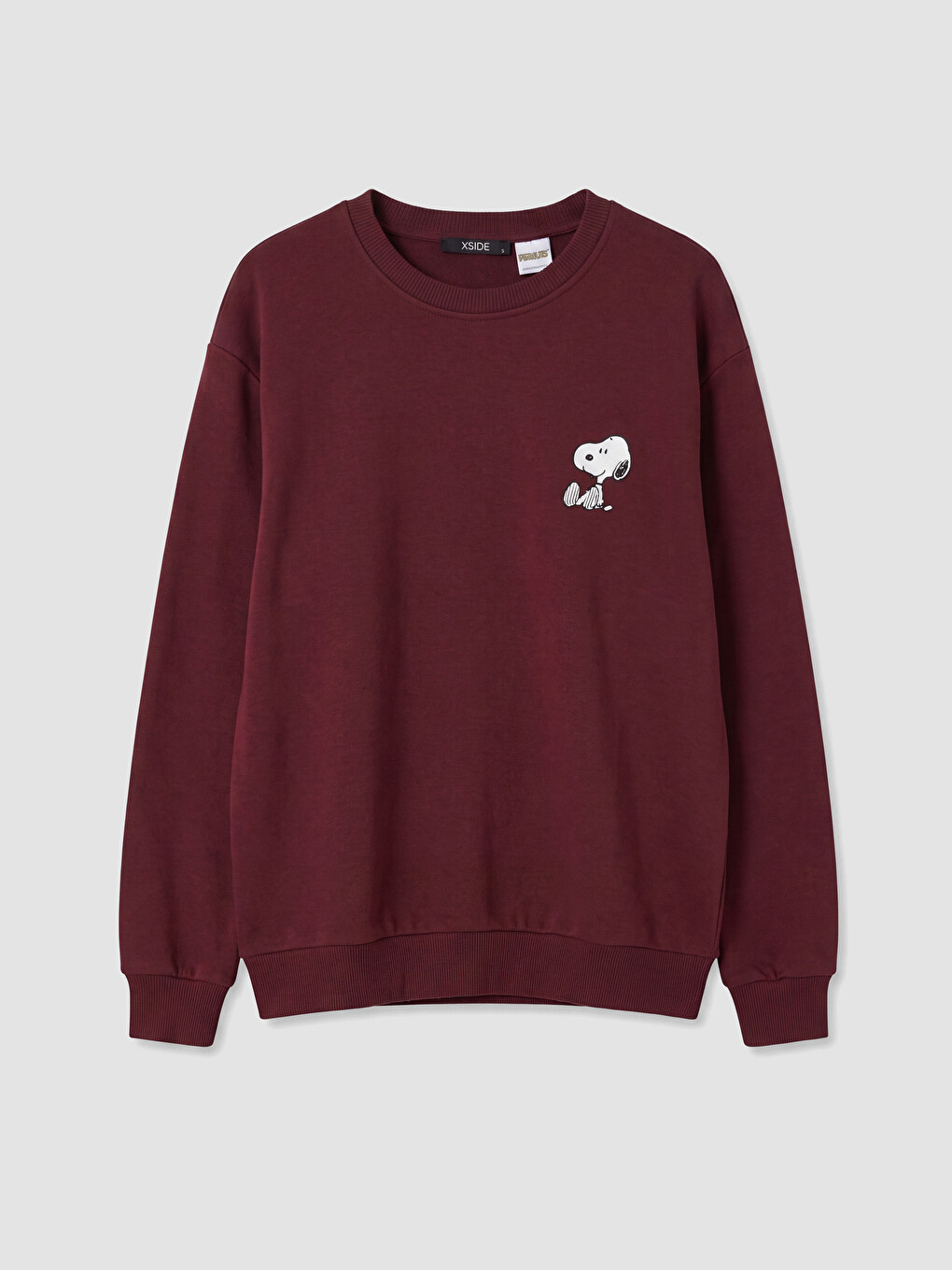 Bordo Snoopy Baskılı Kalın Oversize Kadın Sweatshirt