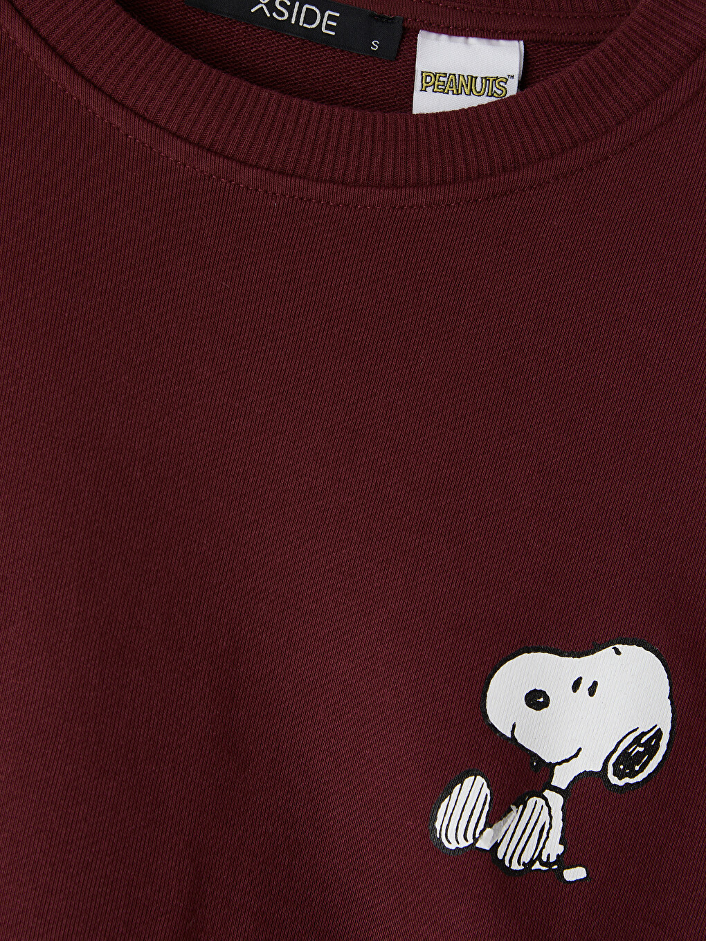 Bordo Snoopy Baskılı Kalın Oversize Kadın Sweatshirt-2