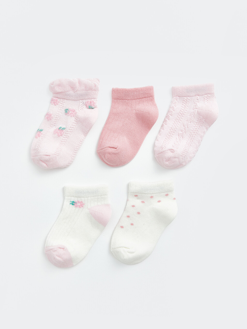 Patterned Baby Girls' Trainer Socks 5 Pack