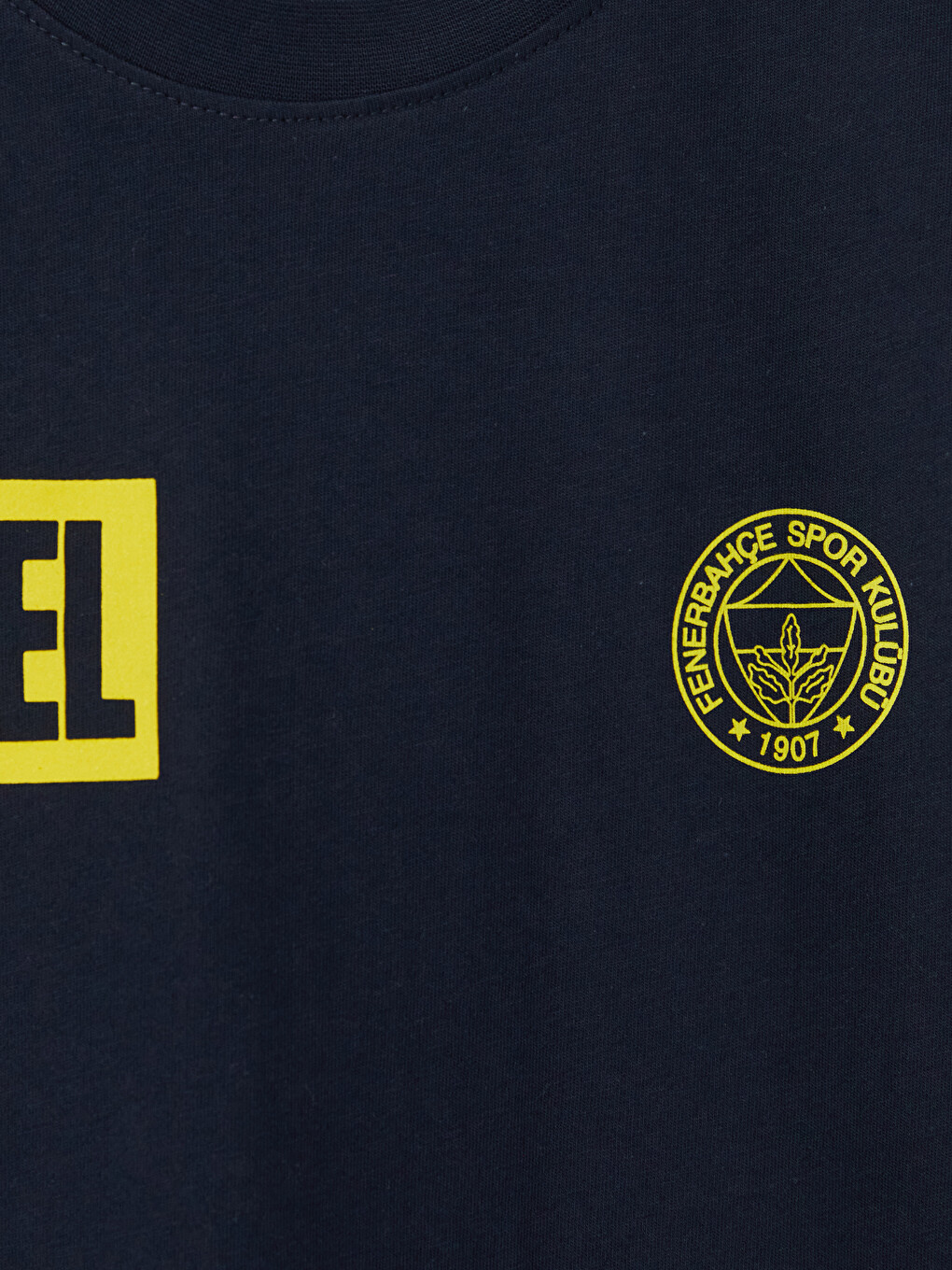 Lacivert Bisiklet Yaka Fenerbahçe Baskılı Penye Erkek Tişört-6