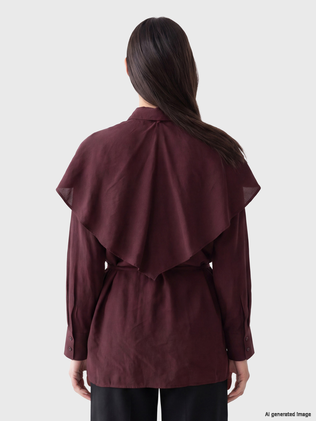 Bordo Şal Detaylı Kadın Gömlek Tunik-3