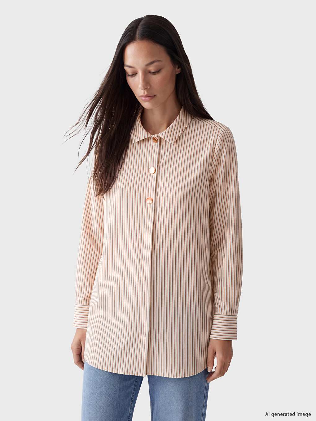 Striped Poplin Women's Shirt Tunic