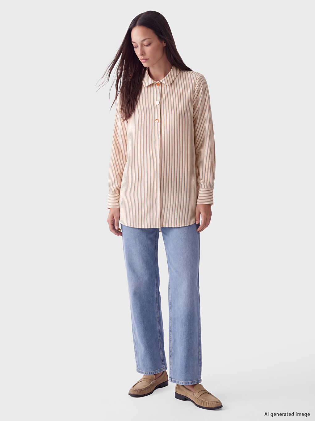 Striped Poplin Women's Shirt Tunic-1