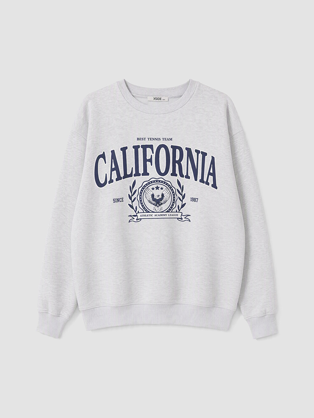 Gri Baskılı Oversize Kadın Kalın Sweatshirt