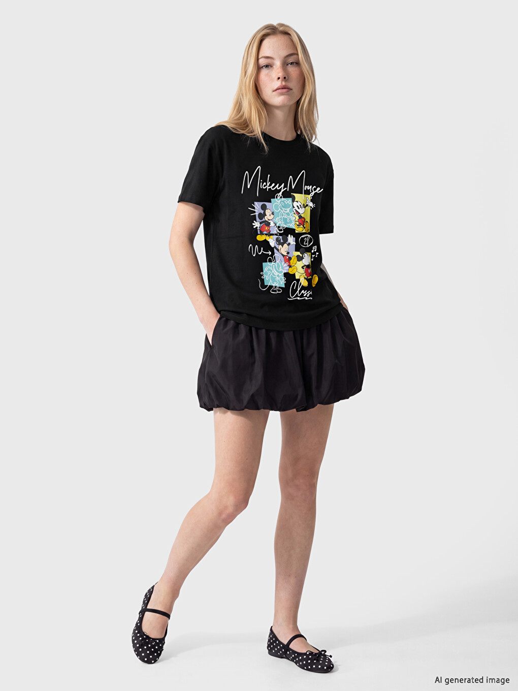T-shirt Pambuku 100% Me Miçki Maus Të Stampuar Për Gra-1