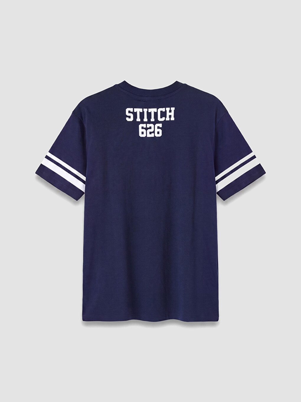 Lacivert Stitch Baskılı %100 Pamuklu Kadın Tişört-6