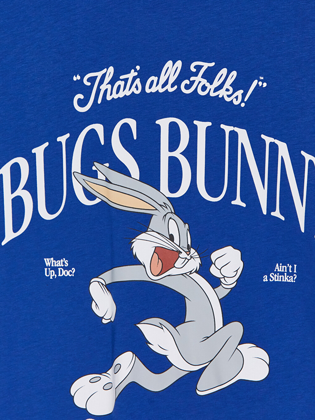 Mavi Bugs Bunny Baskılı %100 Pamuklu Kadın Tişört-2