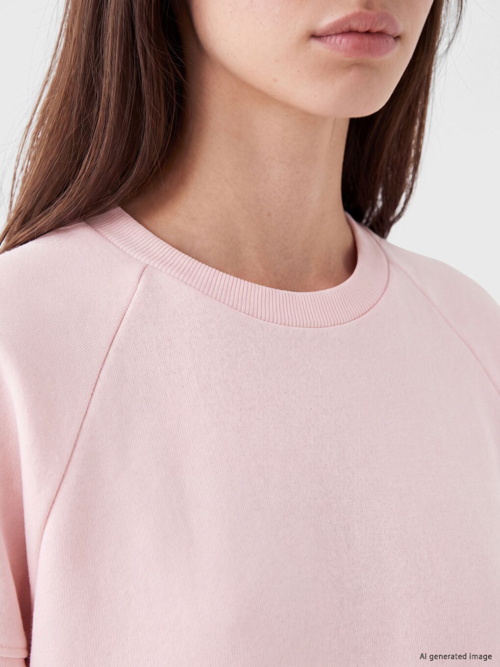 Pembe Oversize Kadın Kalın Sweatshirt-2