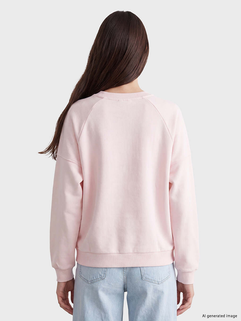 Pembe Oversize Kadın Kalın Sweatshirt-3