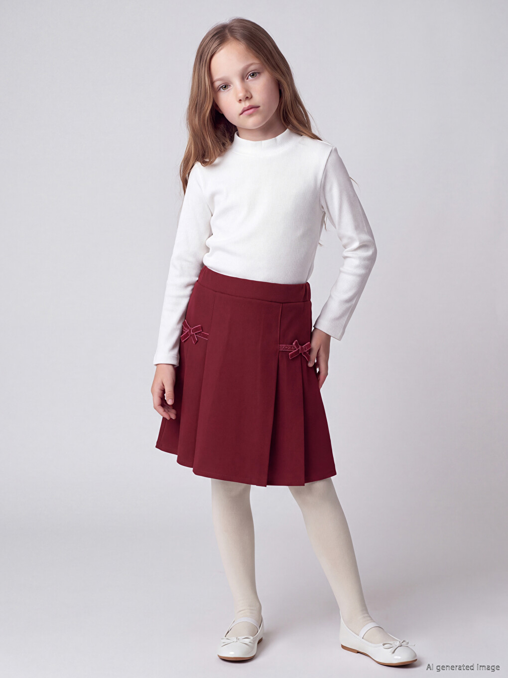 Bow Detail Girls' Skirt And Tights