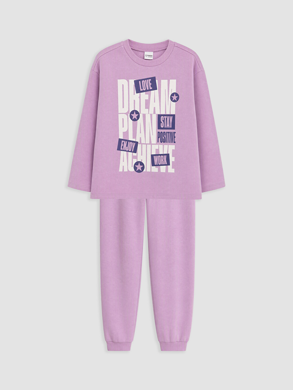 Lila Bisiklet Yaka Kız Çocuk Pijama Takım