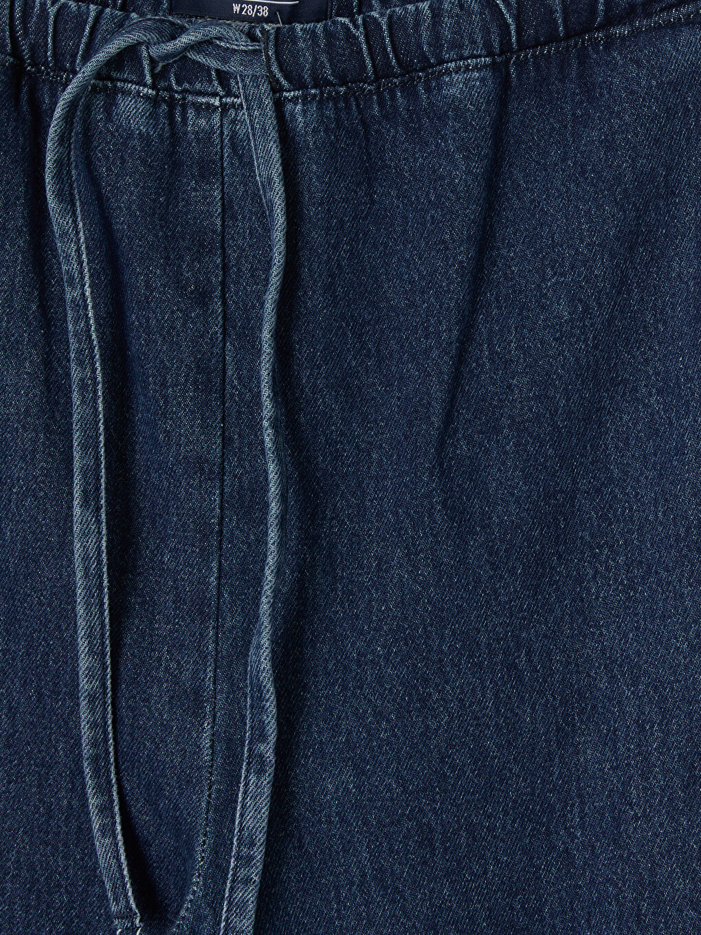 İndigo Beli Lastikli Wideleg Kadın Jean Pantolon-5