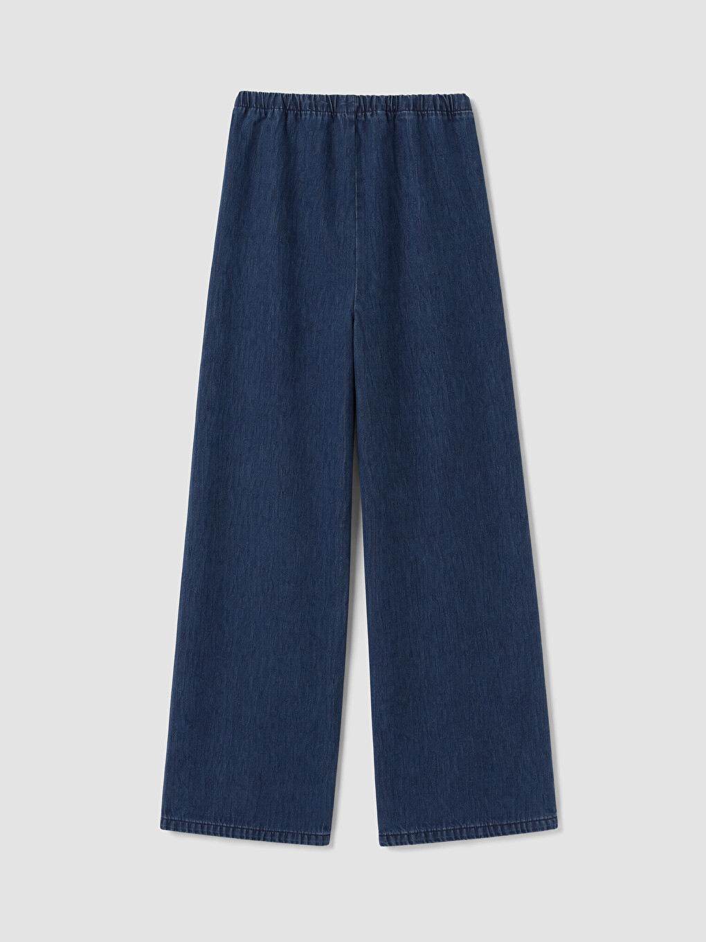 İndigo Beli Lastikli Wideleg Kadın Jean Pantolon-6