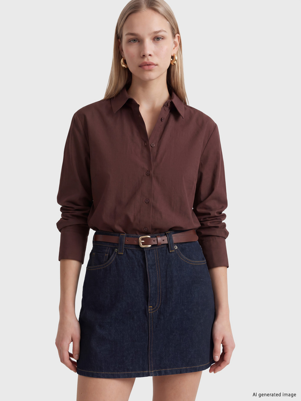 Zippered Belted Mini Jean Skirt