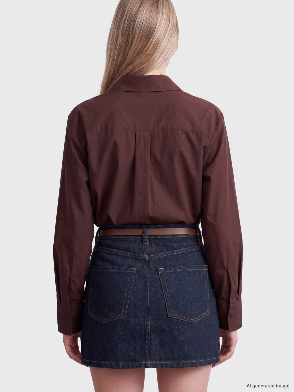 Zippered Belted Mini Jean Skirt-3