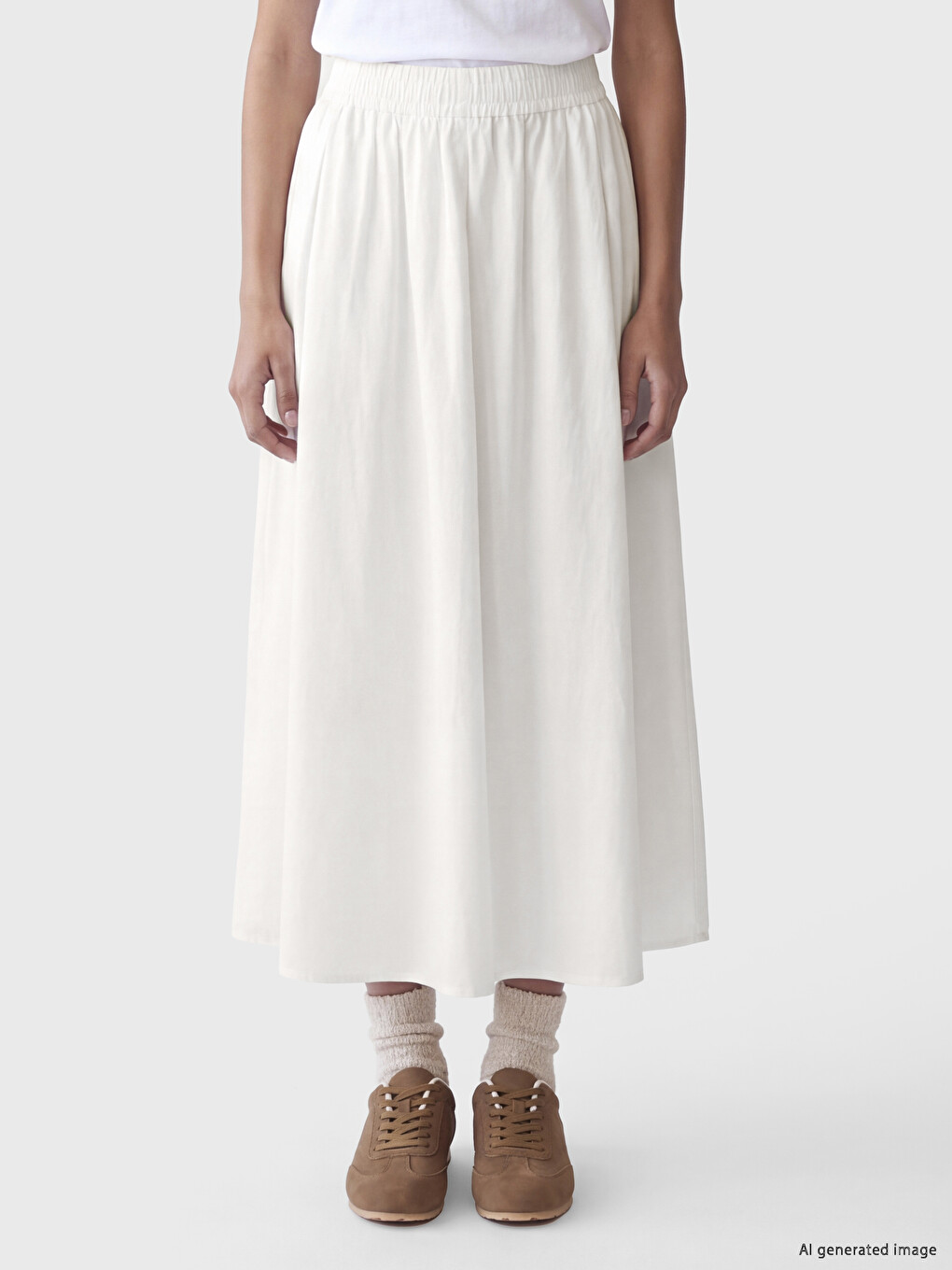 Elastic Waist Flared Skirt-1