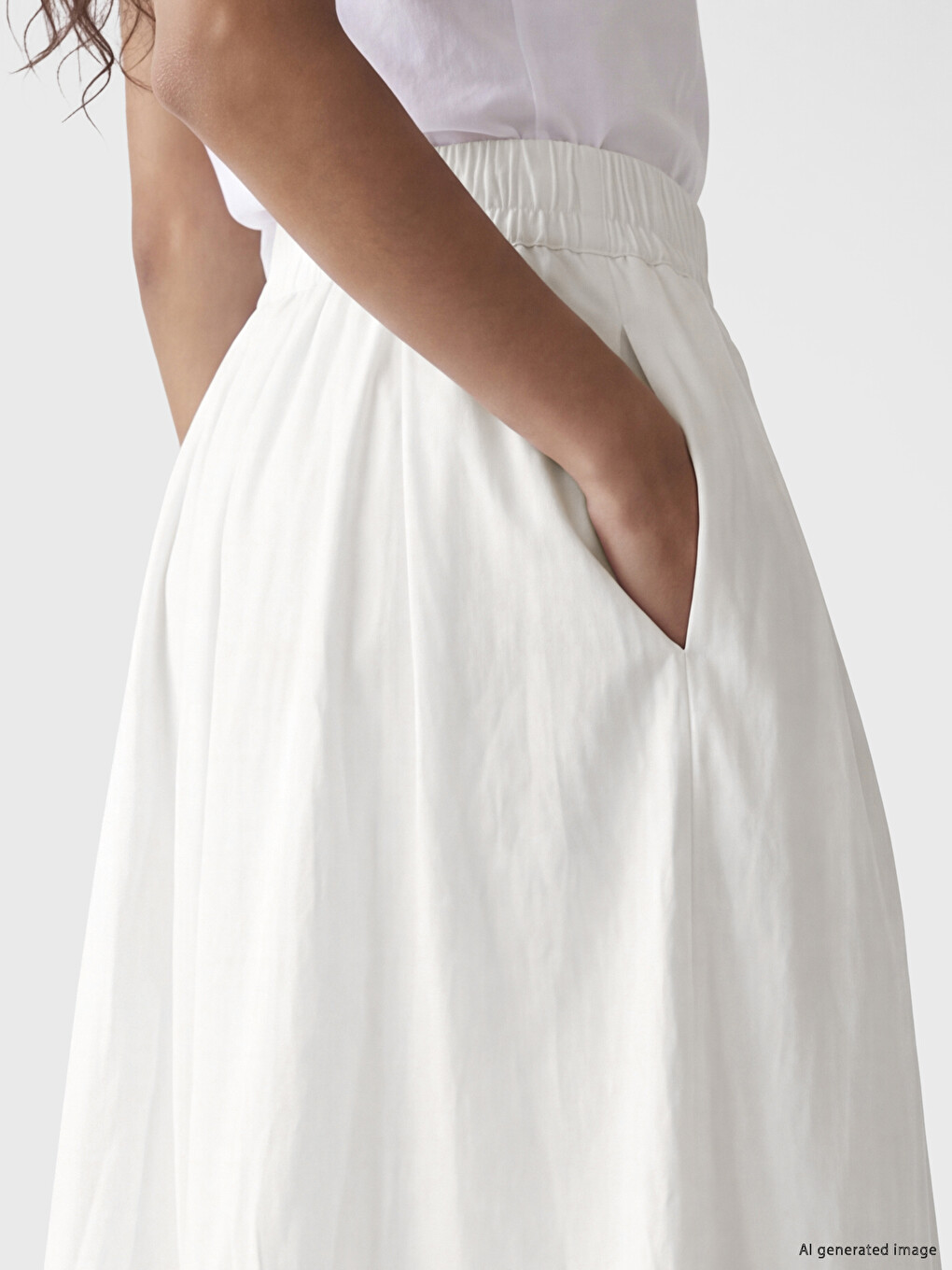 Elastic Waist Flared Skirt-2