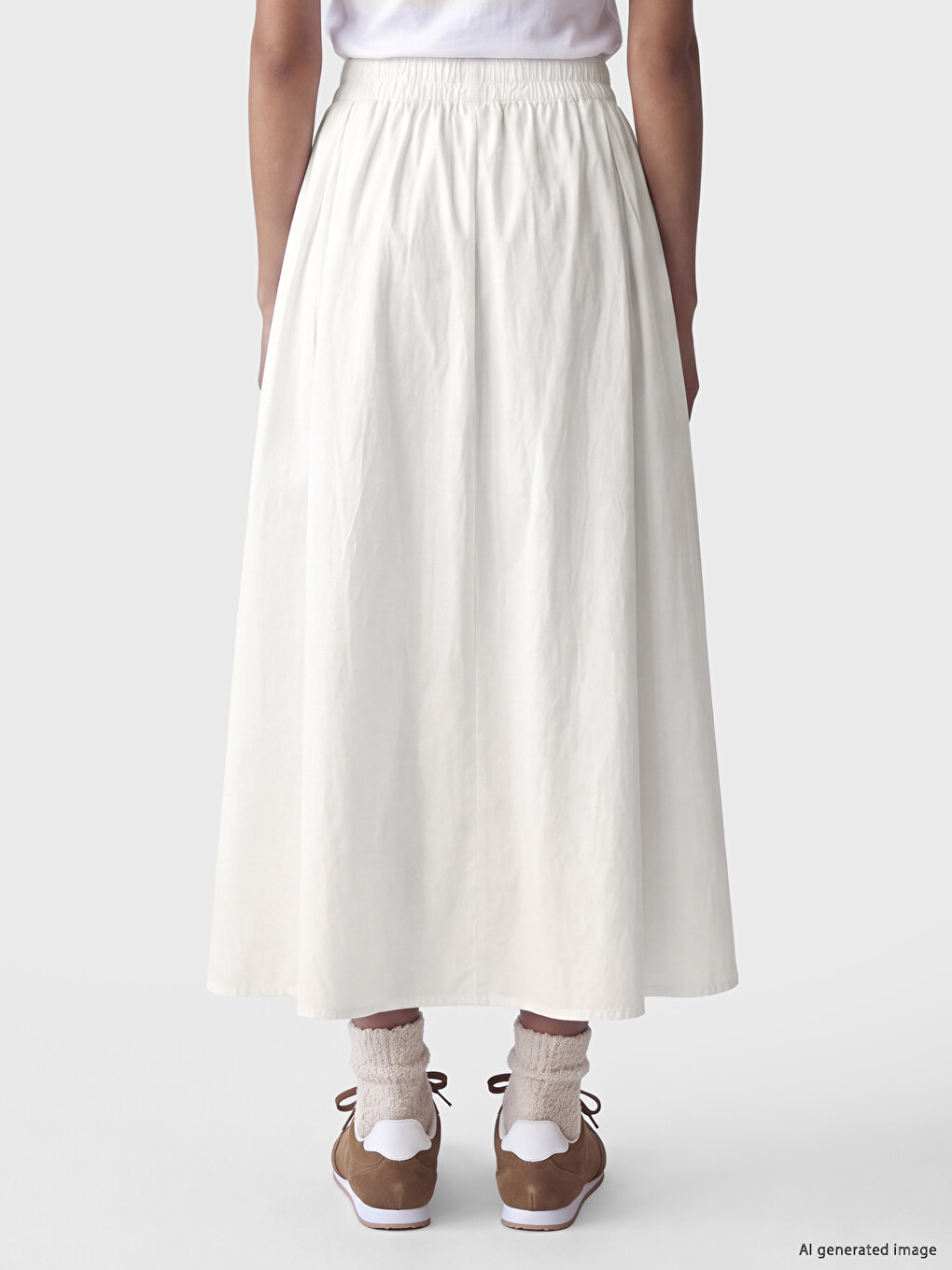 Elastic Waist Flared Skirt-3