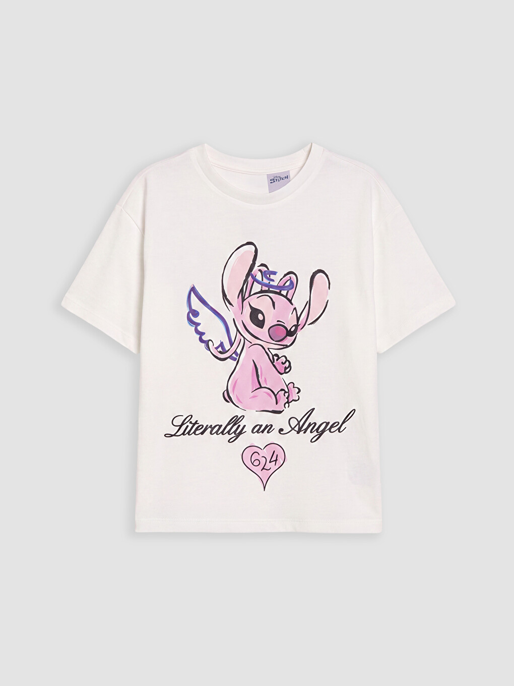 Ekru Angel Baskılı Kız Çocuk Soft Touch Tişört