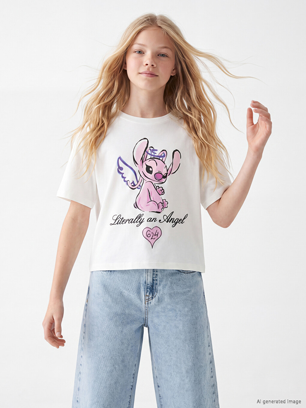 Angel Printed Girls' Soft Touch T-shirt
