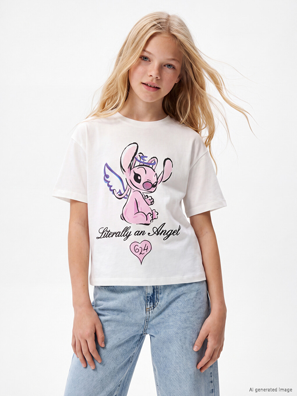 Angel Printed Girls' Soft Touch T-shirt-1