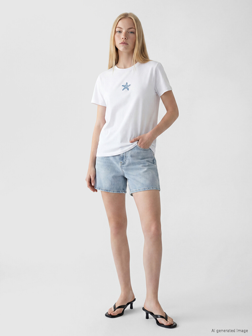 Embroidered 100% Cotton Women's T-shirt-1