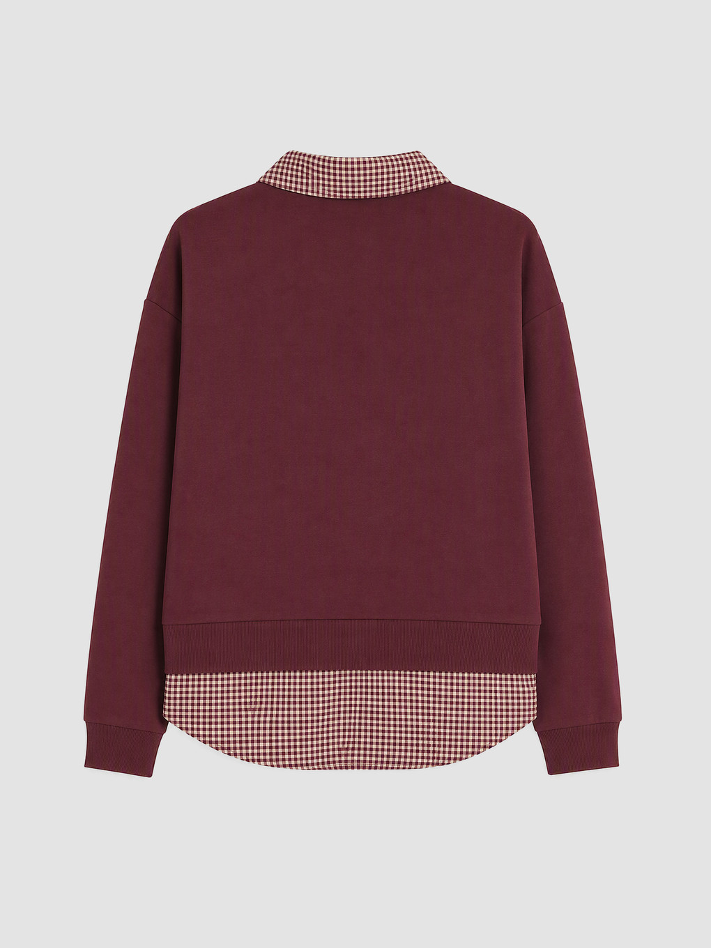 Shirt Collar Plaid Women's Sweatshirt-3