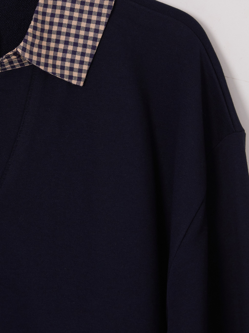 Shirt Collar Plaid Women's Sweatshirt-1