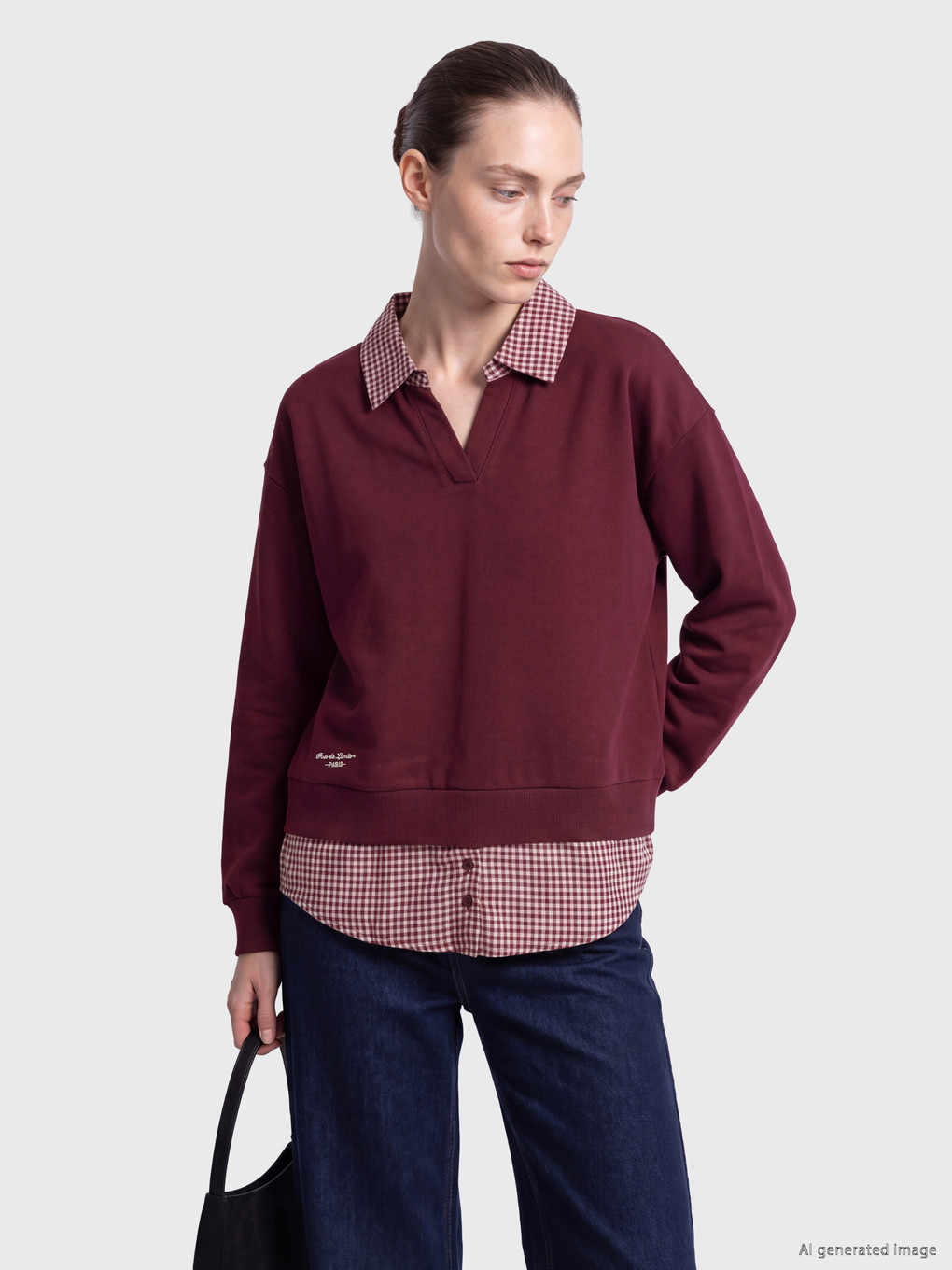 Shirt Collar Plaid Women's Sweatshirt
