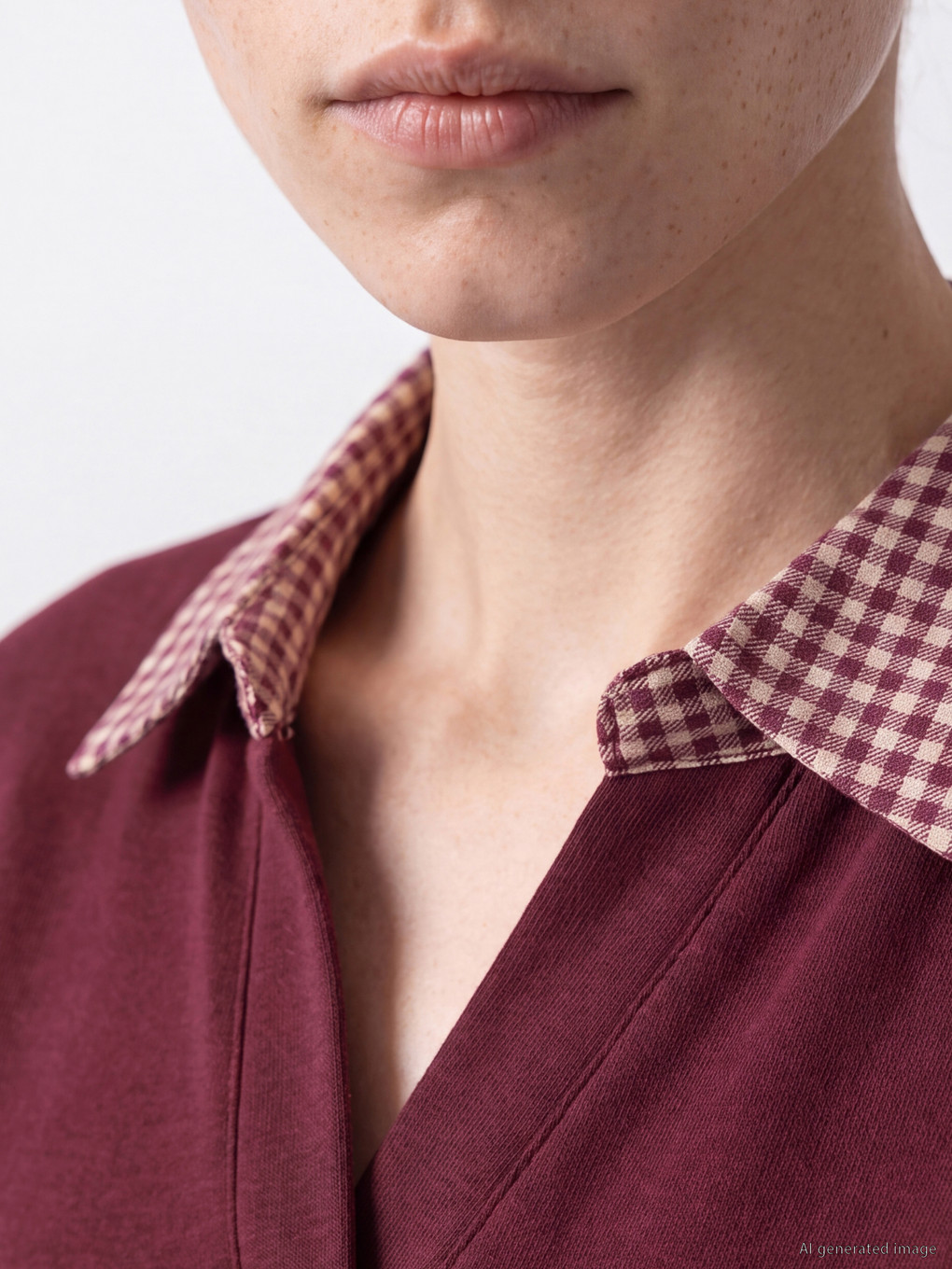 Shirt Collar Plaid Women's Sweatshirt-2