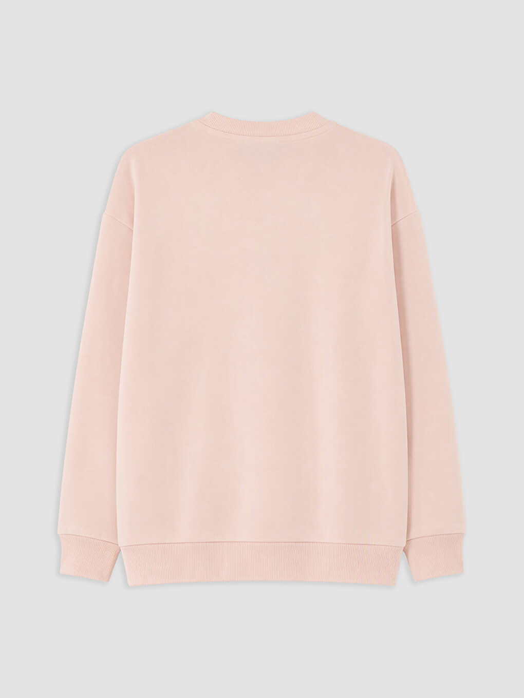 Pembe Çiçek Nakışlı Kadın Kalın Sweatshirt-1