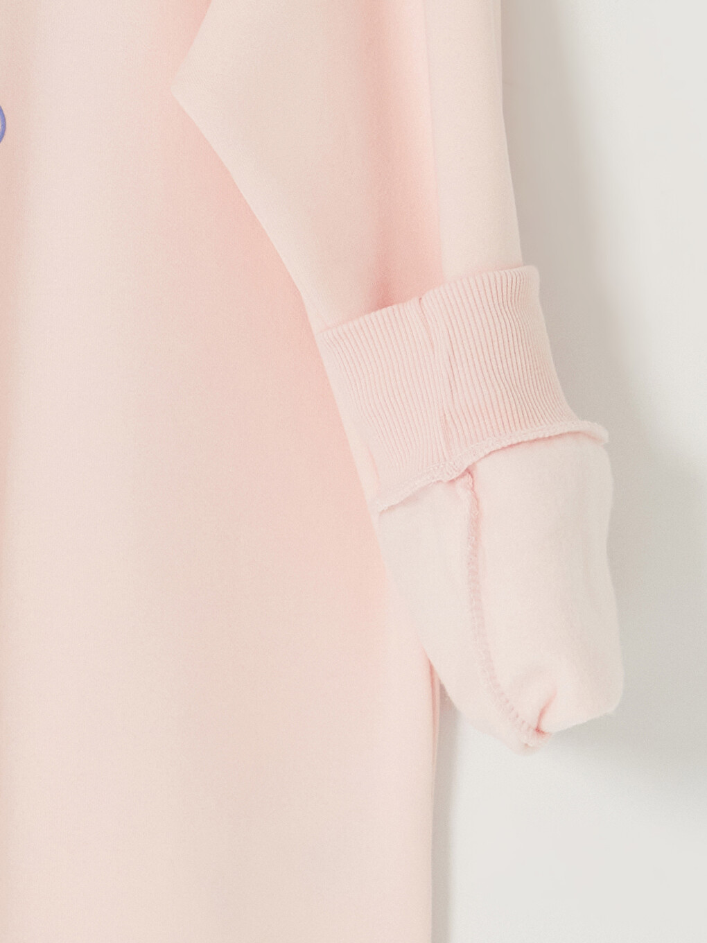 Pembe Çiçek Nakışlı Kadın Kalın Sweatshirt-3