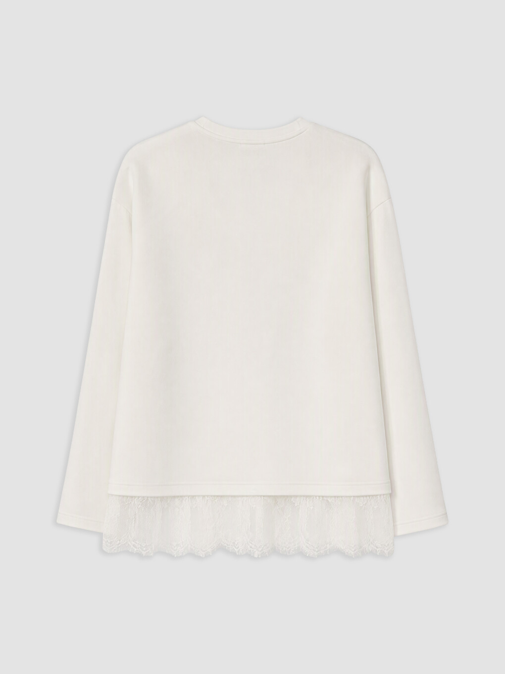 Beyaz Dantel Detaylı Soft Touch Kadın Sweatshirt-1