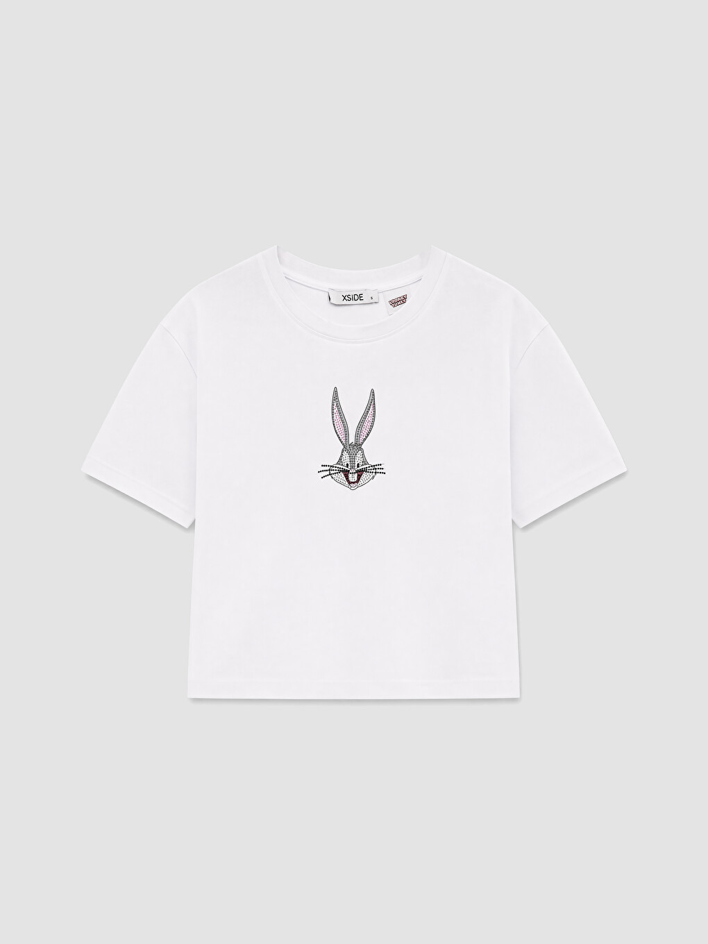 Beyaz Taşlı Bugs Bunny Baskılı Kadın Tişört-4