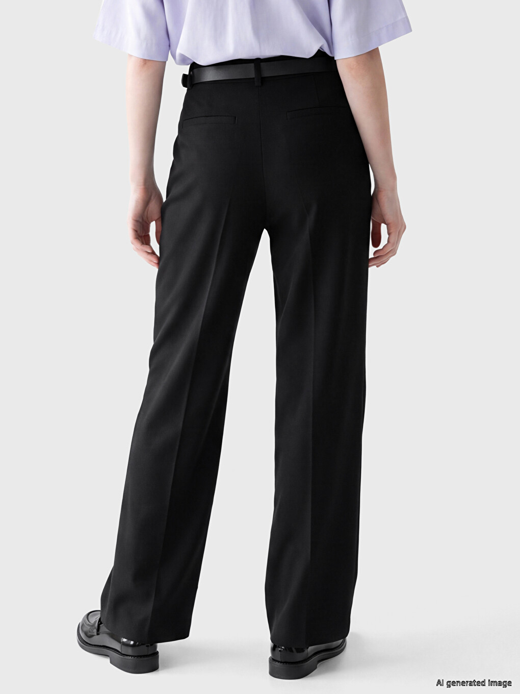 Waist Belted Women's Trousers-3