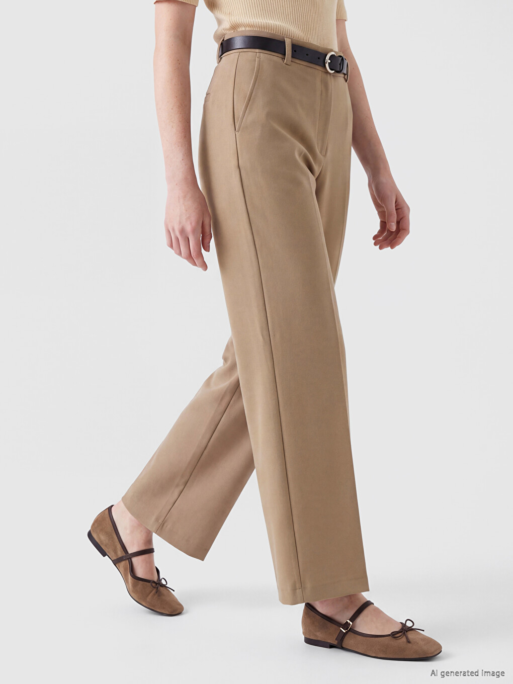 Waist Belted Women's Trousers-1