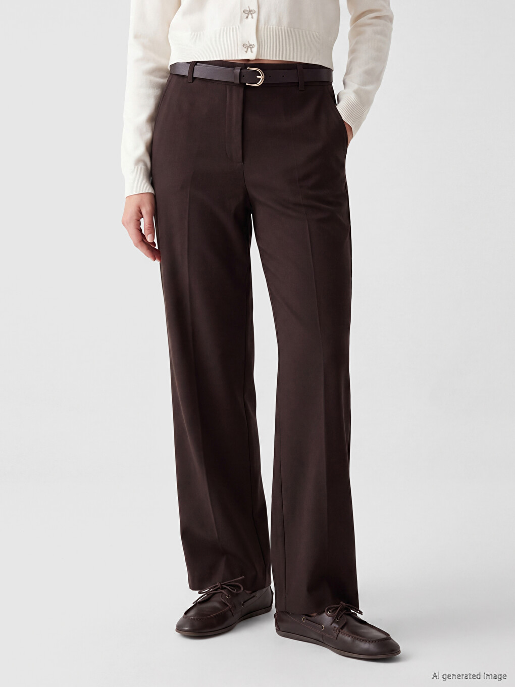Waist Belted Women's Trousers-1