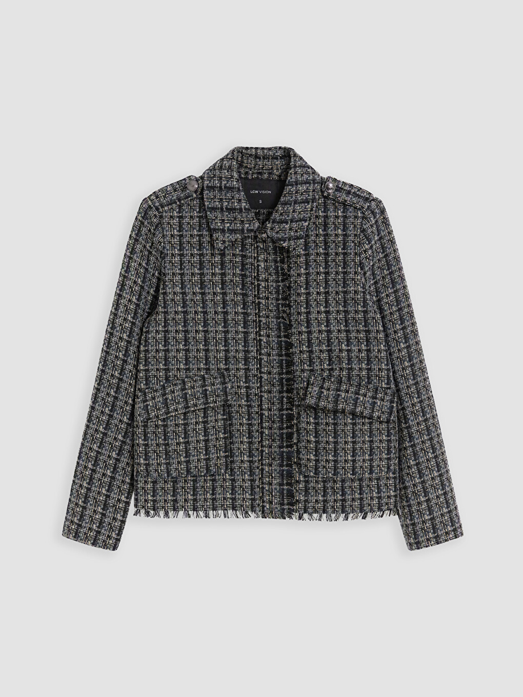Plaid Women's Tweed Jacket-4