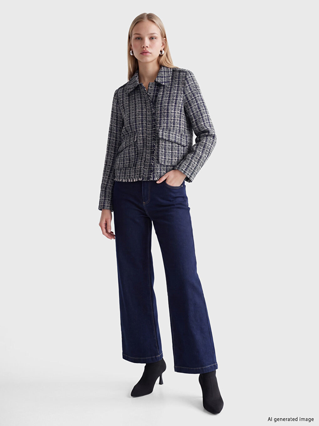 Plaid Women's Tweed Jacket-1