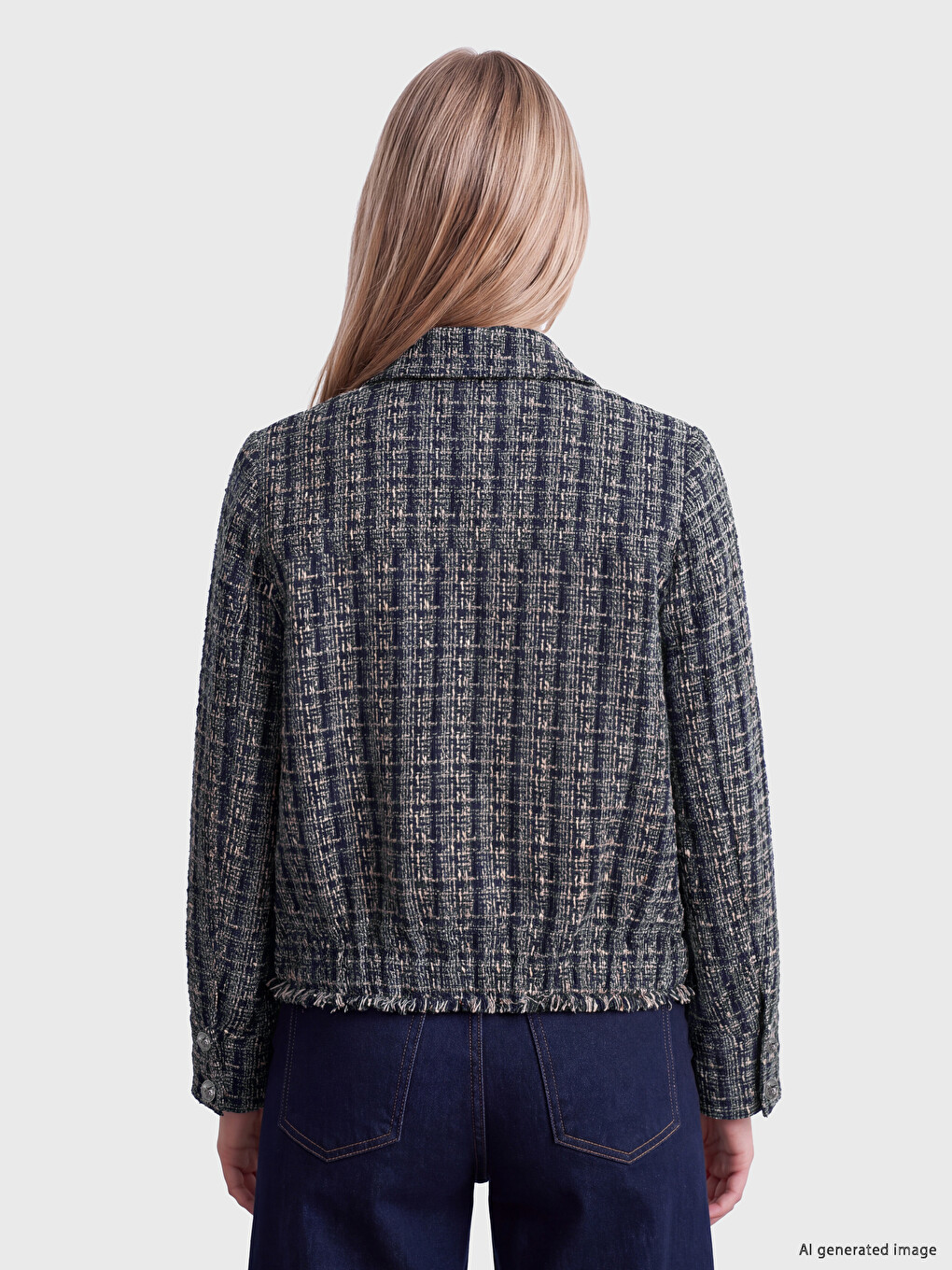 Plaid Women's Tweed Jacket-3