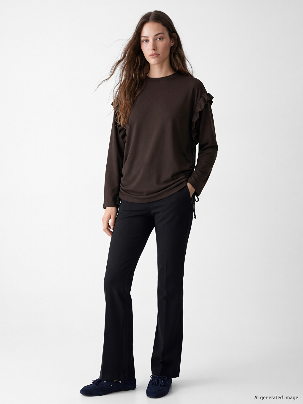 Frilled Women's Sweatshirt Tunic-1