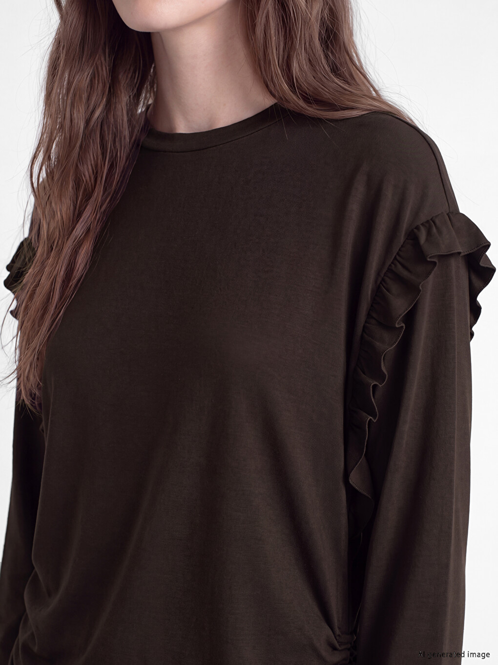 Frilled Women's Sweatshirt Tunic-2